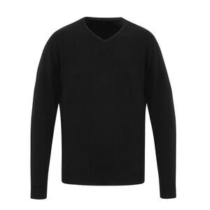 Premier Mens Essential Acrylic V Neck Sweatshirt / Black